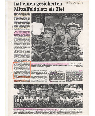 Kadervorstellung A-Klasse Saison 1993/1994