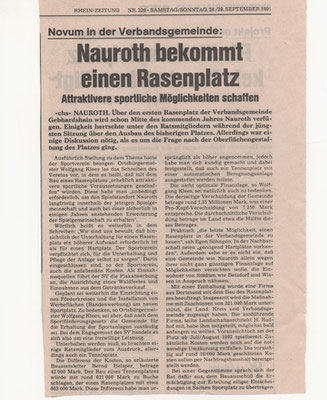 Nauroth bekommt einen Rasenplatz 1991