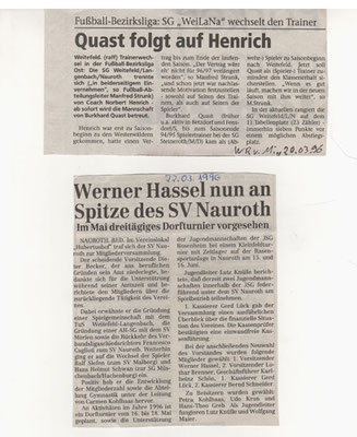 WeiLaNa wechselt den Trainer März 1996