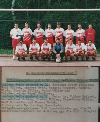Vizemeister u. Aufsteiger A-Klasse Saison 1992/1993