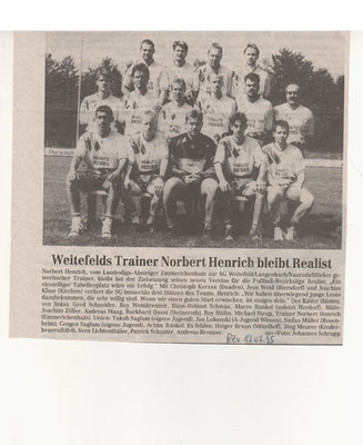 Kadervorstellung Bezirksliga Saison 1995/1996