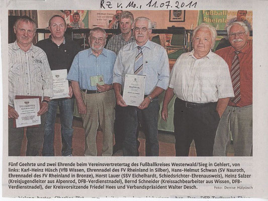 Ehrungen am Vereinsvertretertag Juli 2011