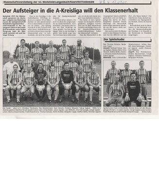 Kadervorstellung A-Klasse Saison 2001/2002