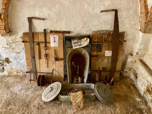 Neo-archeological tryptych of findings in the outhouse