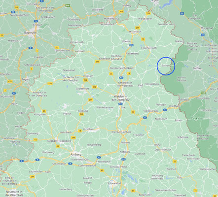 Location of Bärnau in the noth-east of Upper Palatinate