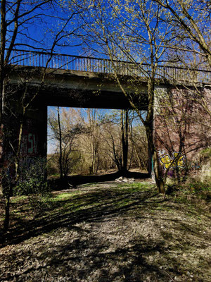 Die Brücke über die aufgegebene Bahnlinie