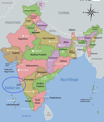 Die Lage des kleinsten indischen Bundesstaates Goa