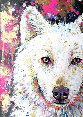 "Polarwolf" Acryl auf Spezialpapier A4