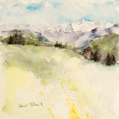 Peinture aquarelle de montagne par Martine Saint Ellier