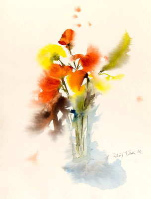 aquarelle de fleurs jaunes et orange