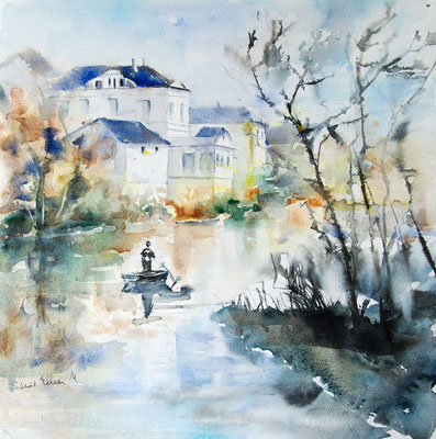 Au bord du Thouet - aquarelle Martine Saint Ellier