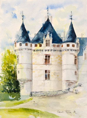 Aquarelle du Val de Loire - château d'Azay-le Rideau