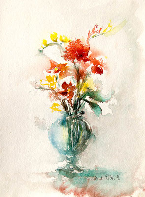 peinture de bouquet de fleurs dans un vase