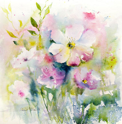 Aquarelle de fleurs printanières