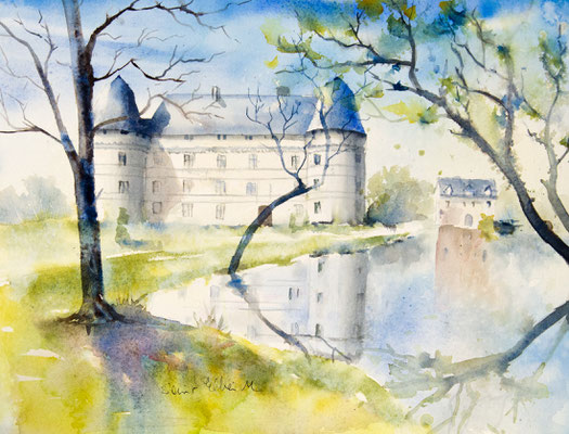 watercolor of l'Islette castle