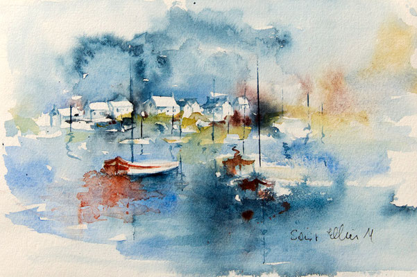 Aquarelle d'Audierne par Martine Saint Ellier