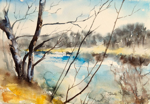 Aquarelle Martine SAINT ELLIER - Charme de la vrille - 19 x 27 cm