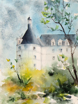 watercolor of Chambord castle