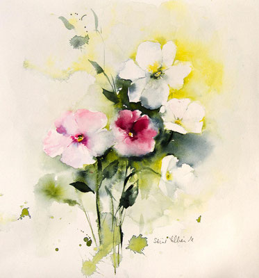 Fleurs de printemps à l'aquarelle