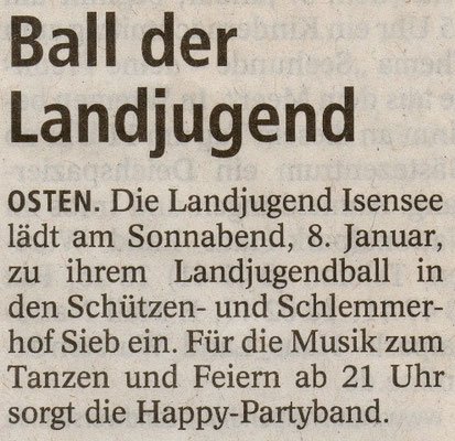 Vorbericht Landjugendball 2011 (Quelle: NEZ 04.01.2011)