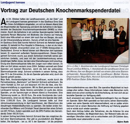 DKMS-Vortrag am 24.10.2013 (Quelle: Hemmoor Magazin, 5. Jahrgang, Nr. 15, Dezember 2013)