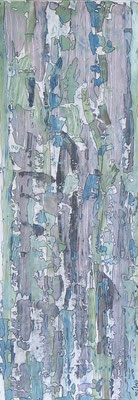 110x40  "Cascades"  acrylique-encre sur toile libre 2012 vendu