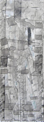 110x40 "Mécanique" acrylique-encre sur toile libre 2012