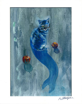 鱗ネコ/2013 アクリル 257x182mm