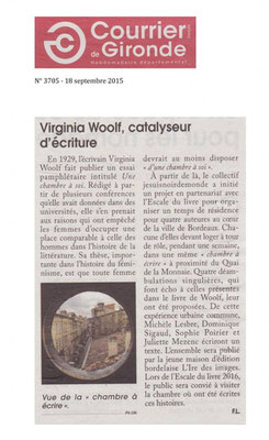 Article de Courrier de Gironde, Une chambre à écrire