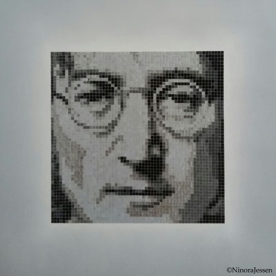 2017, John Lennon, aluminum&acrylic on canvas, 20in x20 in / 50,8cm x 50,8cm