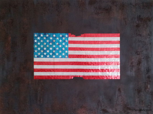 2016, Flag No II, aluminum&acrylic on canvas, 36in x 48in / 91,4cm x 121,9cm -SOLD-