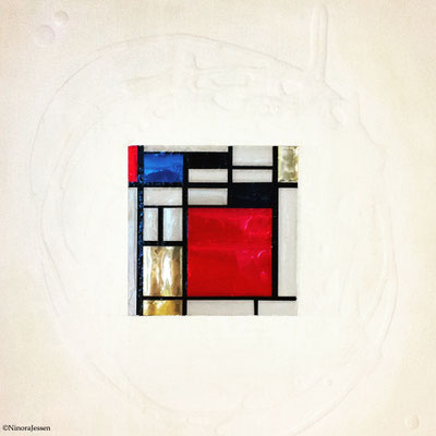 2016, Mondrian Goes Pop, aluminum&acrylic on canvas, 10in x 10in / 25,4cm x 25,4cm -SOLD-