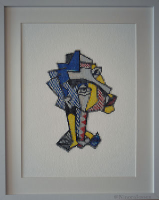 2018, Expressionist Head, aluminum&acrylic on canvas panel, framed 52cm x 42cm