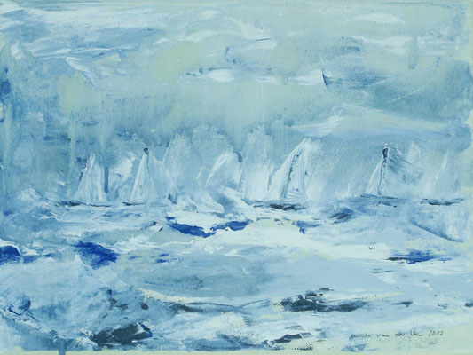 Segelschiffe im Eis, 2012, Acryl auf Leinwand, 40 x 30 cm