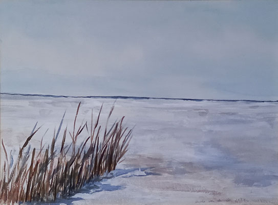 Weidenruten am Strand, 2021, Aquarell auf Papier,37 X 45 cm