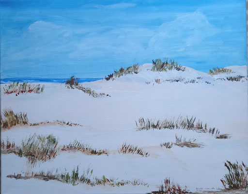 Am Strand, 2023, Acryl auf Leinwand, 40 x 50 cm