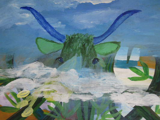 Schnaubender Stier, 2019, Acryl auf Leinwand, 70 x 50 cm