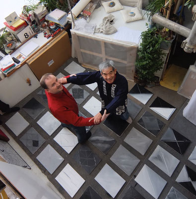 François-Xavier ALEXANDRE et Hachiro KANNO, installation dans l'ancien atelier de Pablo PICASSO, au Bateau-Lavoir à Montmartre (2014)