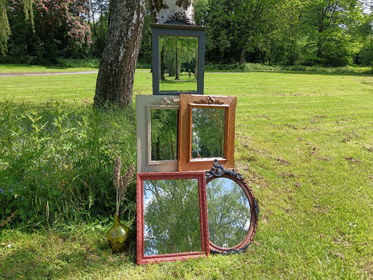 Ensemble de miroirs anciens relookés. Photos et réalisations Ma Bulle Déco©