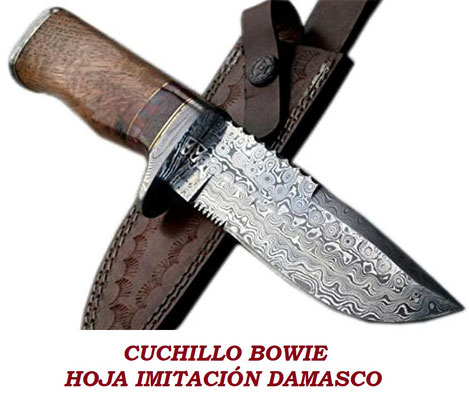 CUCHILLO BOWIE 2 DE ACERO DAMASCO "FORJADORES HERREROS Y FUNDIDORES DE MÉXICO"