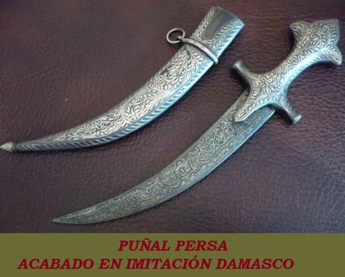 PUÑAL PERSA DE ACERO DAMASCO "FORJADORES HERREROS Y FUNDIDORES DE MÉXICO"