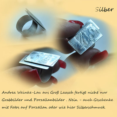 Andrea Weinke-Lau aus Gross Laasch fertigt nicht nur Grabbilder und Porzellanbilder. Nein - auch Geschenke mit Fotos auf Porzellan oder wie hier Silberschmuck