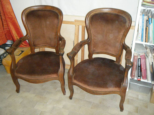 Fauteuils de style Louis Philippe d'époque Napoléon III avant réfection