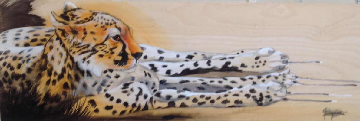 CHEETAH, oil on wood panel 12 x 36 (30cm x 91cm)