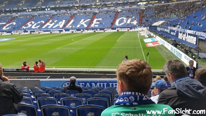 Sicht auf das Spielfeld in der Veltins Arena Gelsenkirchen Schalke 04 aus Block A
