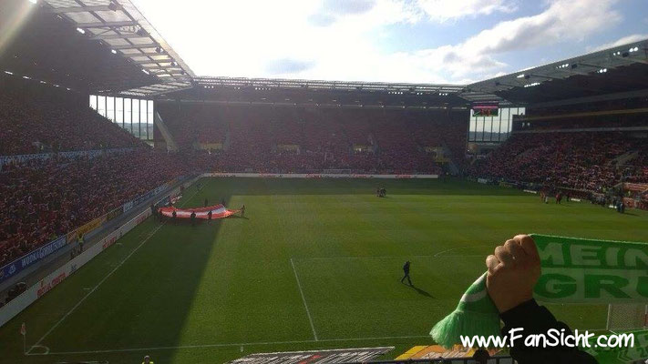 Sicht im Gästeblock der Mewa Arena Mainz auf das Spielfeld Stadion FSV Mainz 05 Block I