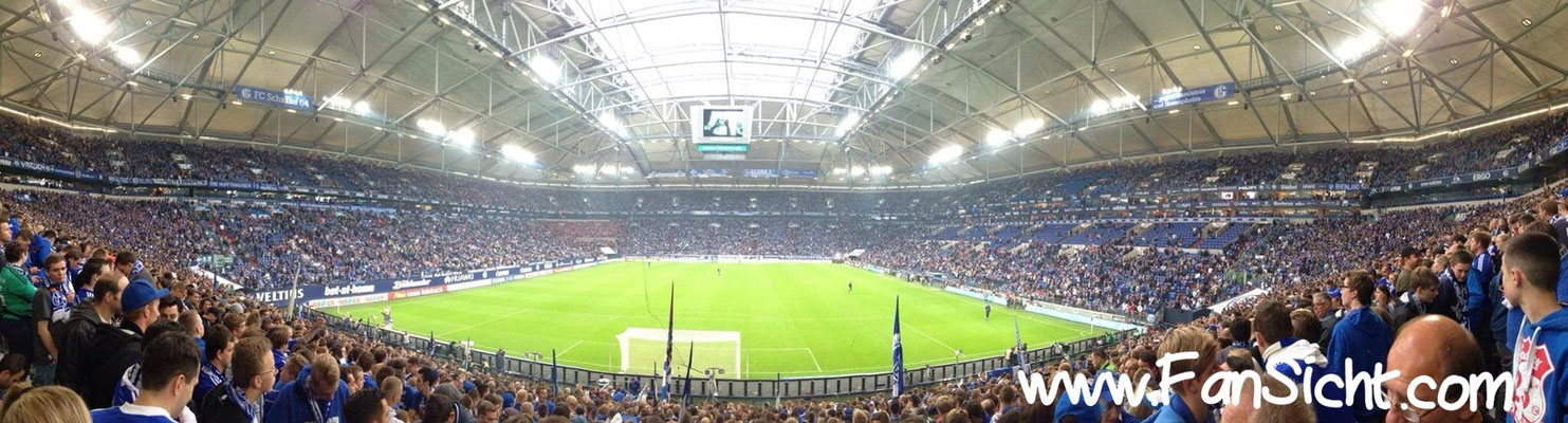 Sicht auf das Spielfeld in der Veltins Arena Gelsenkirchen Schalke 04 aus Block N4