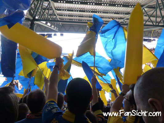 Foto der Sicht im Eintracht Stadion Braunschweig aus Block 8