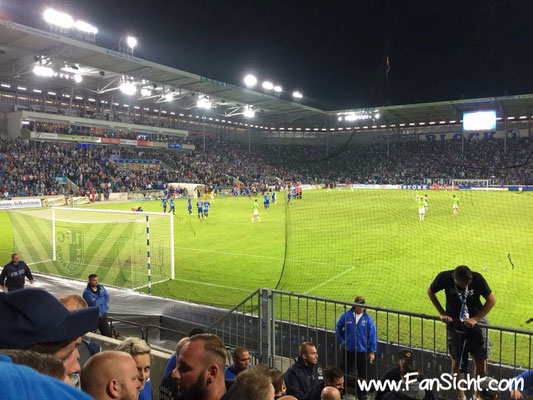 Sicht in der Avnet Arena Magdeburg auf das Spielfeld von Block 15