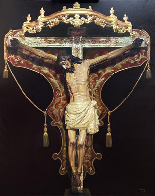 Cristo de San Pedro de Marchena. Óleo sobre lienzo 2020. 100 x 81 cm